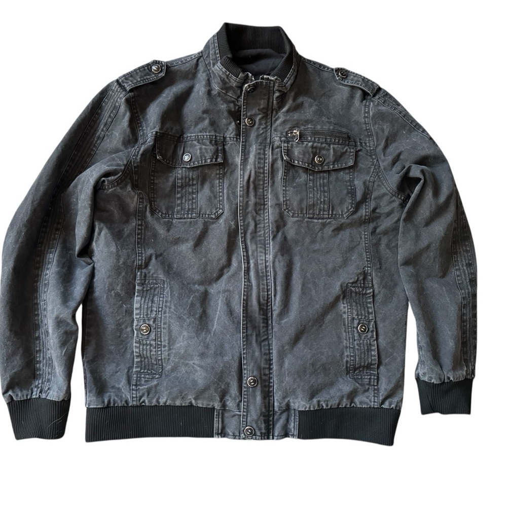 Men’s Military Lightweight Cargo Jacket Faded Black Size Large